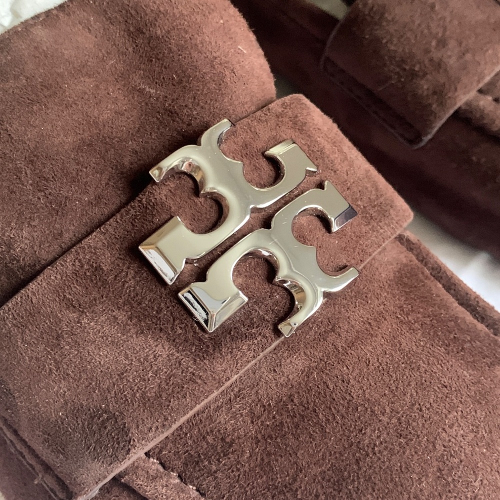 Tory Burch Eleanor Suede Loafers Dark Cocoa 9.5 - Picture 2 of 10